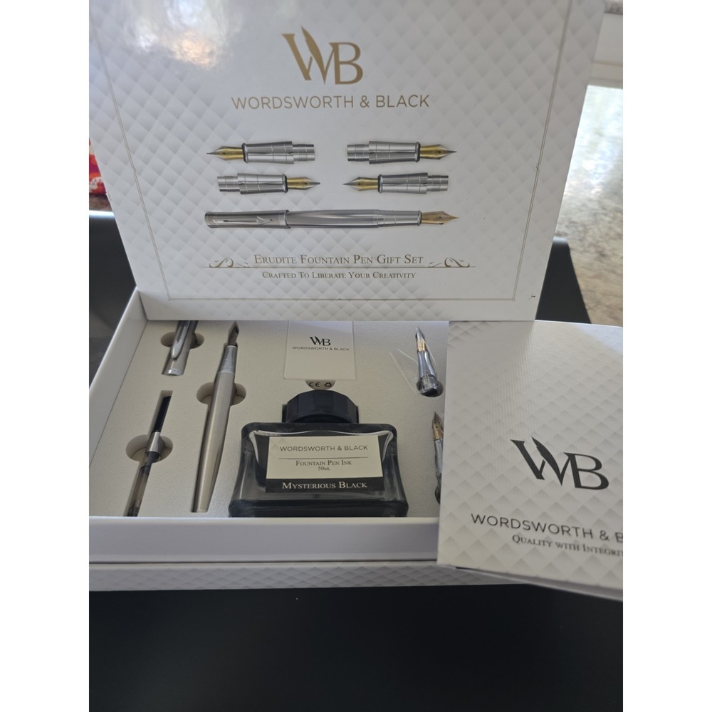 Luxury Calligraphy Set-Premium Fountain Pen-6 Nibs, 50ml Black Ink-6 Cartridges